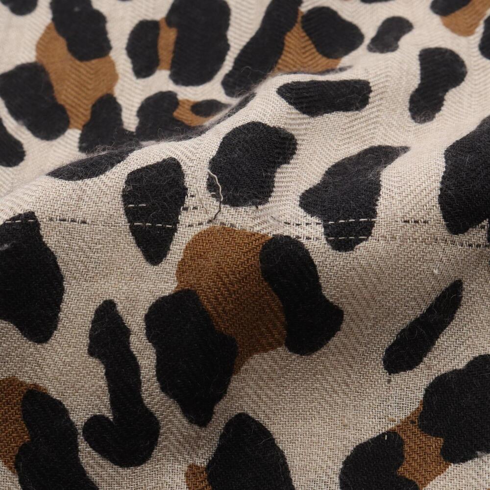 Hermes leopard print stole, silk, cashmere, women's, beige, black, brown. - Picture 10 of 10